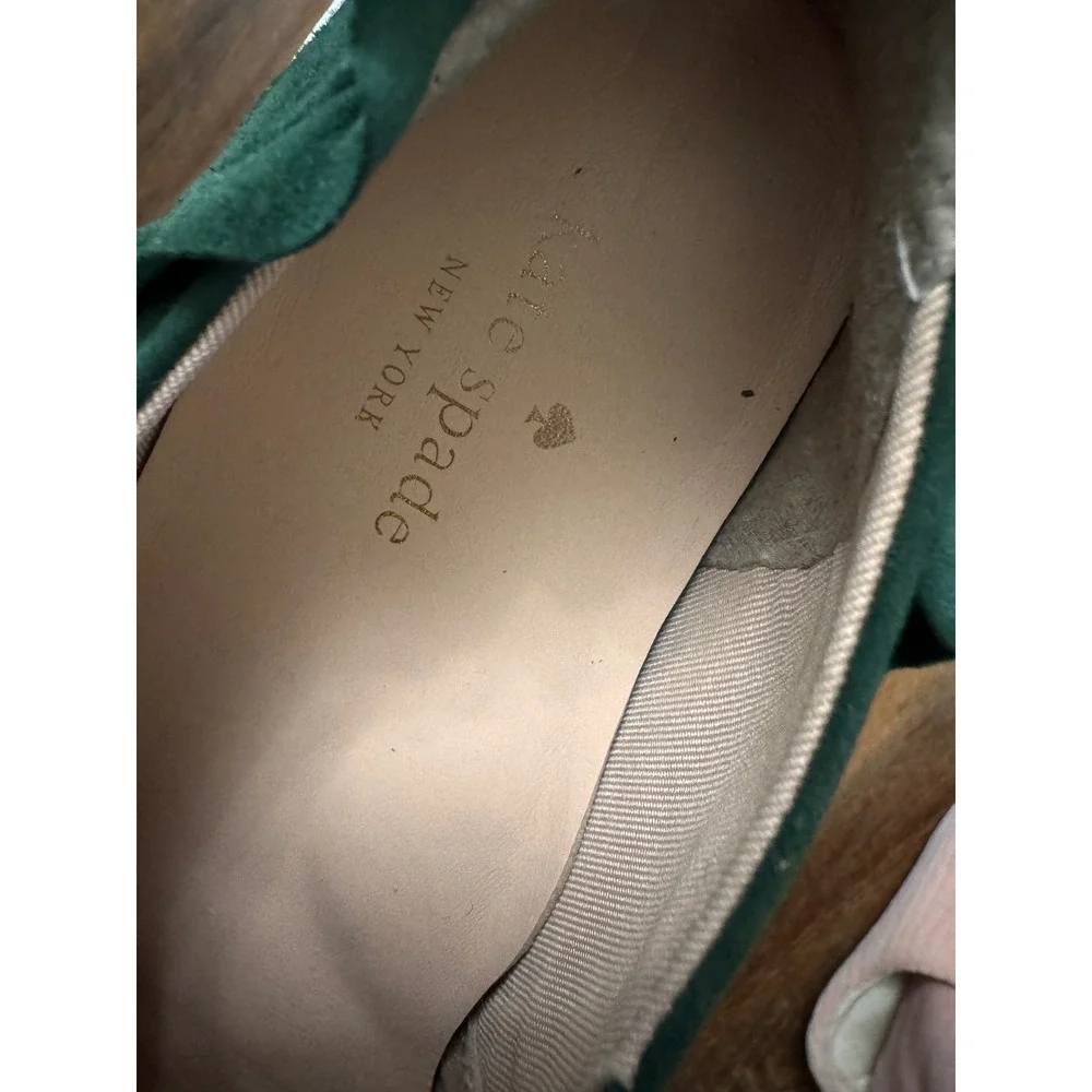 Kate Spade New York Green Suede Ruffle Slip On Sneakers Women's Size 6